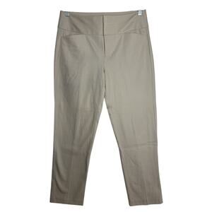 ELLE Trousers Women's Size 6 Cotton Beige Cream Ankle Pants Slim Leg Pockets